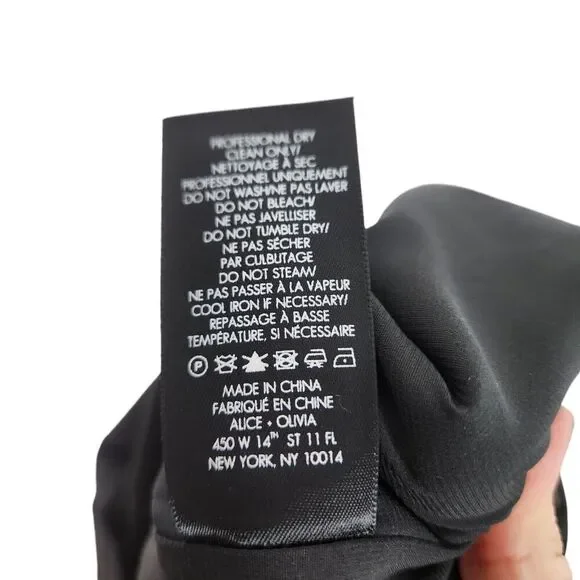 ALICE + OLIVIA Dress Womens 4 Black Blue Colorblock Sleeveless Mini Retro Shift - Picture 7 of 9